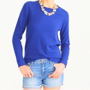 J. Crew - Cotton Teddie Pullover Crew Neck Sweater B7207 | XS: Royal Bistro Blue